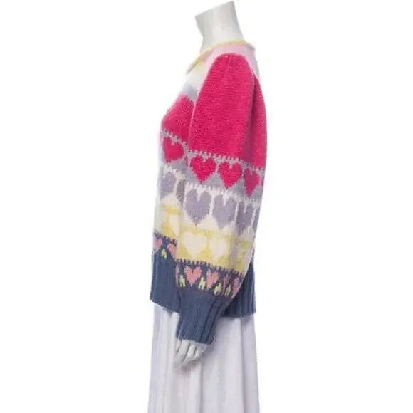 LoveShackFancy Shirelle Printed Scoop Neck Sweater - S Multicolor